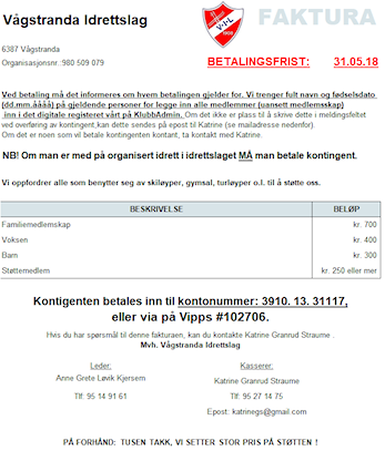 Medlemskontingent 2018